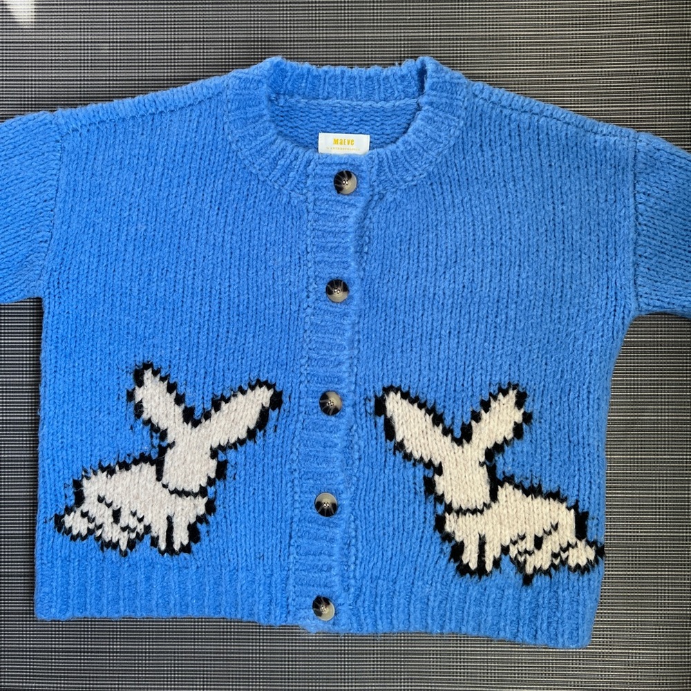 Anthropologie Bunny Slope blue cardigan (xs oversized)